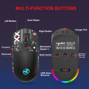 Mouse Wireless 3 Mode HXSJ T90